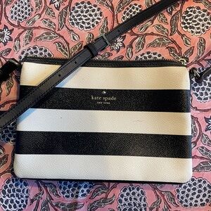 Kate Spade Black and White Striped Crossbody Bag